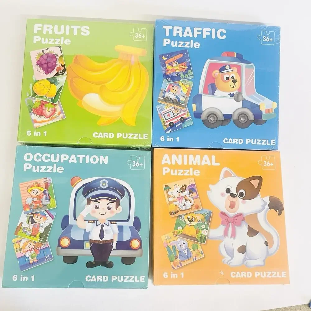 24‎ Sets Kids Puzzle Cartoon Animal Fruits Traffic Occupation Jigsaw Puzzle